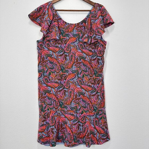 J. Crew Size 14 Pink 100% Silk Flutter Sleeve Mini Dress Wedding Guest - Picture 1 of 6